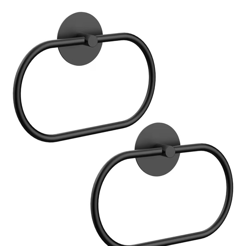 Black Oval Towel Holders Set